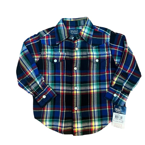 Polo by Ralph Lauren Plaid Flannel Snap Buttons
Size: 9 Mos. NWT - Picture 1 of 4